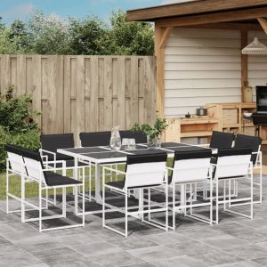 Prolenta Premium - Ensemble &Agrave; Manger De Jardin Avec Coussins 11pcs Blanc Textil&egrave;ne - Neuf