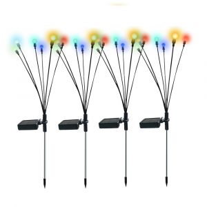 Lot De 4 Lampes Solaires &Agrave; Piquet En Forme De Luciole Pour La D&eacute;coration De Jardin Et D'all&eacute;e Ext&eacute;rieure - Neuf