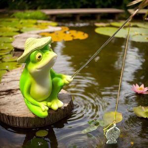 Mevronisshop-Figurine De P&ecirc;che D&eacute;corative Pour &Eacute;tang De Jardin En R&eacute;sine, Figurines De D&eacute;coration De Jardin, Mini Figurine De P&ecirc;che D&eacute;corative Pour &Eacute;tang, D&eacute;coration D'&eacute;tang &Agrave; Grenouilles - Neuf