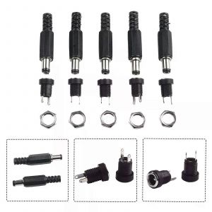 5 paires DC 12V mâle femelle montage sur panneau barillets Jack-Plug connecteur d'alimentation jack-jack femelle écrou à vis connecteur de montage sur panneau - Neuf