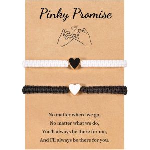 Kal-Bracelet Couple Cadeau Pour Amoureux -Homme Femme -Anniversaire, No&euml;l Pour Petite Amie, Petit Ami, Mari, &Eacute;pouse, Famille, Amis (Noir + Blanc) - Neuf