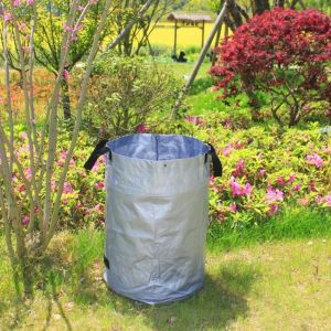 Grand Sac &Agrave; D&eacute;chets De Jardin, R&eacute;utilisable, Sac De Rangement, Sac Poubelle Pliable, R&eacute;sistant Aux D&eacute;chirures, Sac D'herbe &Agrave; Feuilles, Gris (63 X 45 Cm), 100 L - Neuf