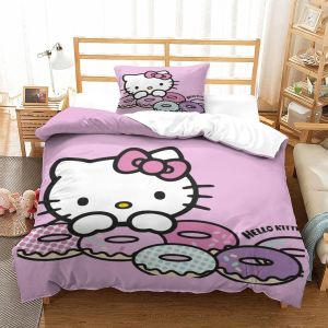 Hello Kitty Housse De Couette Fille Avec Taies D'oreillers Parure De Lit Housses De Couettes Pink Microfibre Avec Fermeture &iquest;&iquest;Clair Parure De Couette P - Neuf