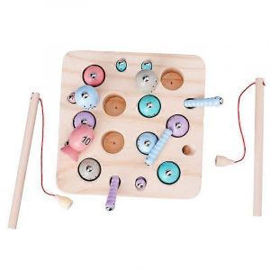 Jeu de p&ecirc;che magn&eacute;tique en bois pour b&eacute;b&eacute;s et tout-petits, jouet &eacute;ducatif et pratique, &eacute;ducation pr&eacute;coce, interaction parent-enfant, jeu de table amusant - Neuf