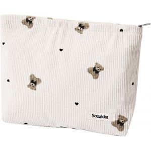 KALANKA-Trousse de Toilette Voyage,Trousse de Maquillage en Velours Côtelé Tissu,Cosmétiques à Glissière Portable, Sac de Organiseur Cosmétique Sac de Maquillage Femme(A) - Neuf