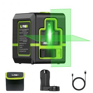 Lfine Laser niveau 2 lignes croix niveau vert Laser horizontal Vertical niveau Laser automatique 360 ° Outils de niveau laser à nivellement automatique -upgraded version - Neuf