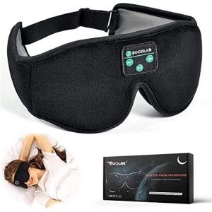 JGD-Masque de Sommeil Bluetooth 3D avec Haut-Parleurs Ultra Minces, Casque de Sommeil Lavable sans Fil pour Insomnie, M&eacute;ditation, Voyage, Noir, Enfiler, 1 unit&eacute; - Neuf