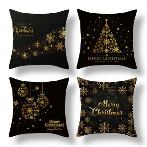 No&euml;l Housses de Coussin Pack de 4 Hiver Vacances de No&euml;l, les taies d'Oreiller D&eacute;coratif taies d'Oreiller Canap&eacute;-Sofa 45x45 cm Un - Neuf