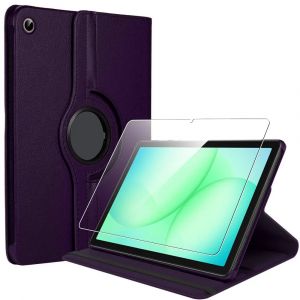 Coque + Verre Tremp&eacute; pour Samsung Galaxy Tab A11 Plus / A9 Plus, Protection Etui Rotatif 360&deg; - Violet - E.F.Connection - Neuf