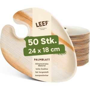 Checarzhn--No1-Lot De 50 Assiettes Jetables En Feuille De Palmier - 24 X 18 Cm - Compostables, Durables, Sans Plastique - Pour Cocktail, Mariage, Anniversaire, Restauration - Respectueux De L'environ - Neuf