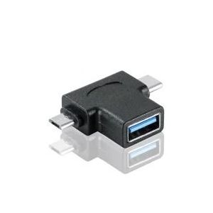 Lot de 2 convertisseurs OTG 2 en 1 USB 3.0 vers Micro USB et USB C mâle vers USB 3.0 femelle vers Micro USB mâle - Neuf