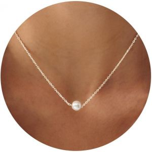 Kal-Collier De Perles Blanches, Collier Perle, Collier Femme Perle, Bijou À Chaîne Bohème Minimaliste, Bijoux Femme Collier Perle, Chaine Femme Collier Perle, Collier Petite Perle, Aux Dames Filles - Neuf
