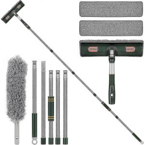 Raclette de fenêtre et de douche extensible 2 en 1 avec tête rotative 180,2 serviettes en microfibre,réglable à 210 cm - Neuf