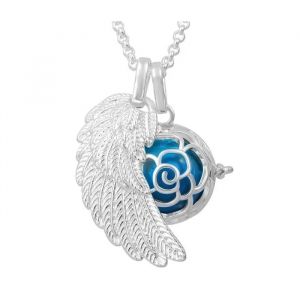 Collier De Grossesse Double Pendentif Aile D'ange Et Rose Avec Boule - Neuf