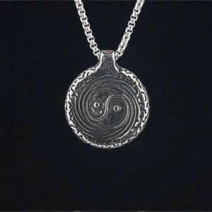 Chinois Vintage Yin Yang Tai Chi Huit Trigrammes Pendentif Collier Froid Bijoux En Acier Inoxydable - Neuf