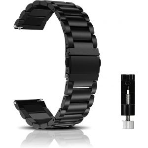 Tianyi-M&eacute;tal Bracelet Pour 18mm 20mm 22mm Bracelets De Remplacement Banda De Montre De Rechange En Acier Inoxydable Pour Femme Homme - Le Noir - Neuf