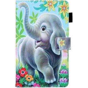 Compatible Pour Protection Tablette Samsung Tab A 8.0 2019 T290/T295 Coque En Cuir Pu Silicone Bumper 360 Integrale Antichoc Pochette Enfant Etui A Rabat Avec Motif Animaux Éléphant Et Fleurs - Neuf