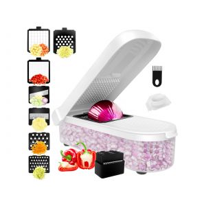 Hachoir &Agrave; L&eacute;gumes 7 En 1 Avec R&eacute;cipient Et 7 Lames Pour La Pr&eacute;paration Des Repas - Neuf