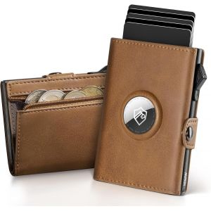 CMJAAGUR-Portefeuille Fin Pour Homme, Porte-Cartes De Cr&eacute;dit Pop-Up Pour Homme Avec Blocage Rfid, Marron, S, Minimaliste[M586] - Neuf