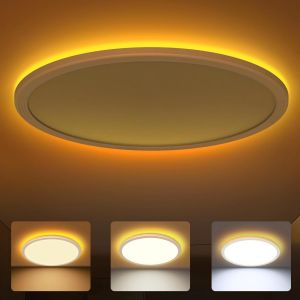 Cmjaagur-Plafonnier Led - Plafonnier 24w 3000k/4000k/6500k, Veilleuse C 2000k, Lampe Ultra Fine Simple Et Moderne Pour Chambre/Chambre D'enfant/Salon/Balcon/Cave/Couloir &Oslash;30cm[M1406] - Neuf