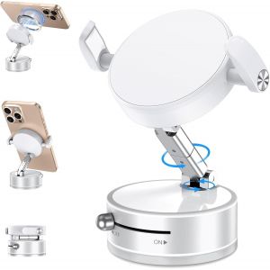 Support T&eacute;l&eacute;phone Voiture pour MagSafe, avec Ventouse Magn&eacute;tique&Puissant [360&deg;Rotation],Compatible avec iPhone/Xiaomi/Google/Android Tous Les T&eacute;l&eacute;phones, Universel Multi-sc&egrave;nes, Blanc - Neuf