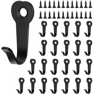 Crochet de Manteau en M&eacute;tal, 24 Pi&egrave;ces Crochets Simples en Muraux, R&eacute;tro Pat&egrave;re Porte Mural Vintage, anti-rouille et &eacute;tanche Crochet Serviette Salle de Bain avec vis, pour Cuisine Chambre (Noir) - Neuf