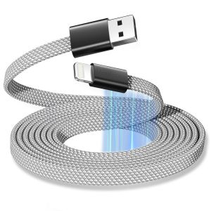 Magnetic Coil Lightning Cable,1.5m Mfi Certifi&eacute; Chargeur C&acirc;ble Charge Rapide,Plat Envelopp&eacute; I -Phone C&acirc;ble Tress&eacute; Pour Voiture Compatible Avec I -Phone 14 13 12 11 Pro Max Xr Xs X - Neuf