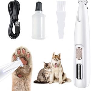 Tondeuse Chien, Tondeuse Pour Chien, Rechargeable Par Usb,Tondeuse Pour Poils D'animaux Avec Lumi&egrave;re Led, Silencieuse Tondeuse Sans Fil Pour Chat, Pour Chat Et Autres Animaux (Blanc) - Neuf