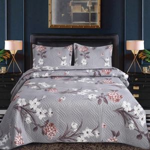 Ulteronixshop-Lot De 3 Couvre-Lits Matelass&eacute;s Patchwork | Imprim&eacute; Floral R&eacute;versible | Couette L&eacute;g&egrave;re Et Confortable | Pour Lits Doubles Et King Size 220x240 Cm | 30 Designs - Neuf