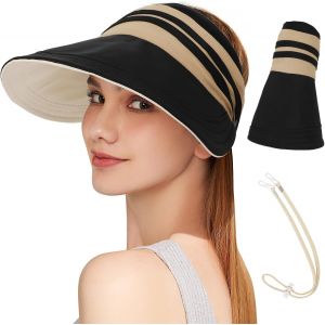 Chapeaux De Anti-Uv Visière Pour Femme,Chapeau De Soleil Réversible À Séchage Rapide,Chapeau Randonnée À Large Bord,Chapeau De Légère Pliable Pour Camping,Voyage,Plage.[Z1438] - Neuf