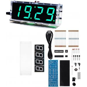KAL-Kit De Bricolage Électronique Horloge 4 Chiffres Diy Horloge Numérique À Led Electronique A Monter Avec Affichage De Heure/Température/Date Pour Débutants Étudiants Et Bricoleurs (Vert) - Neuf