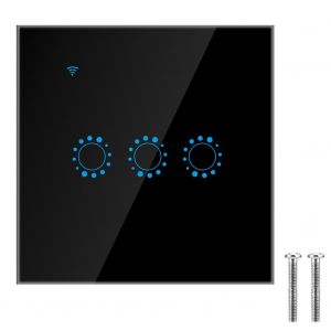 Panneau de commutation tactile sans fil Wi-Fi intelligent 1/2/3 gangs, commutateur standard UE, telecommande par application (noir) - Neuf