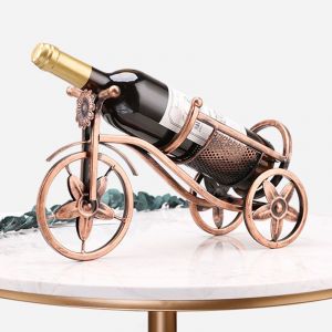 Porte-Bouteilles De Vin, Casier À Vin Créatif Pour Une Seule Bouteille En Forme De Vélo, Présentoir De Comptoir Pour La Maison Et Le Bureau, Acier Inoxydable Épais, Cuivre Rétro - Neuf
