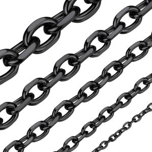 Trahoo-Chaine Homme Acier Inoxydable Collier Massif Femme Gourmette Garçon Pour Pendentif Maille Fille Gros Fine[Acier/Or/Noir-Largeur:3/5/7/9/12 Mm-Longeur:46/51/55/61/66/71/76 Cm] Fête Pères - Neuf