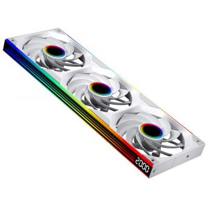 Starlink Single Frame Fan Unit with Speed Display,All-in-One Design,with 1/2/3 x 120 mm 2300RPM/66.6CFM/2.77mmH2O ARGB PWM Fan (3,WH Reverse Flow,INF) - Neuf