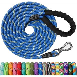 Longe Pour Chien 5m, Laisse De Dressage Avec Poign&eacute;e Confort Et Mousqueton Verrouillable, Robuste Pour Petits, Moyens Et Grands Chiens - Neuf
