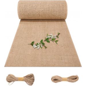Mevronisshop-Chemin De Table Toile De Jute 30 * 1000cm,D&eacute;coration Vintage De Table,Rouleau Jute Mariage Vintage Rustique Jardinage Pour Mariage,Festival, D&eacute;coration De Table - Neuf