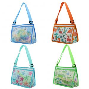 HJLIAN Sac de plage en filet pour enfants, sac de rangement exterieur en filet avec sangle reglable, sac a bandouliere pour jouets - Neuf