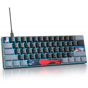 60% Clavier Gamer Mecanique Pour Pc, Clavier Gaming 60 Pourcent Américain Qwerty Filaire Rgb Rétro-Éclairé ¿Compact 61 Touches Anti-Ghosting Pour Gamer, Pc/Mac - Neuf