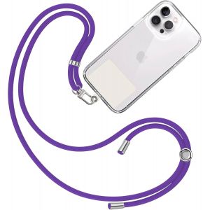 Mdy-Cordon Collier Laniere Portable [Violet] Avec Patch De Fixation [Blanc Ice] Et Sangle De Suspension Amovible Réglable Et Résistante Compatible Avec Toutes Les Marques De Téléphone Accessoires - Neuf