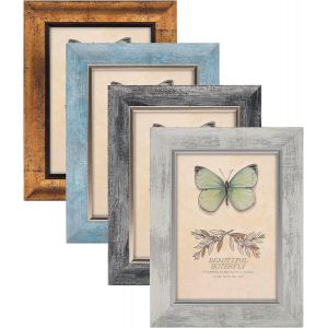 Fchhk-4 Paquets De Cadres Photo 5x7'', Avec Passe-Partout Pour Cadres Photo 4x6 Pouces, 13 X 18 Cm Cadre Photo Rustique Farmhouse, Couleur Grain De Bois - Neuf