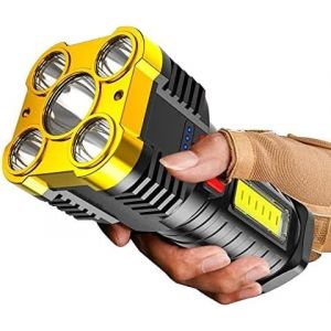 Lampe De Poche Led Super Lumineuse, Rechargeable Par Usb, Lampe De Poche Tactique De Camping 10 000 Lumens Élevés, Lampe De Poche Tactique Xhp70 Avec Zoom, 4 Modes, Étanche, Pour Urgences, Camping, - Neuf