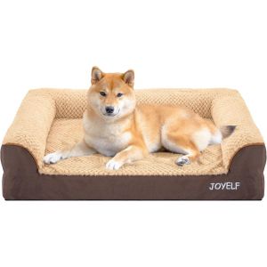 Lit Orthopédique Pour Chiens De Taille Moyenne, Canapé-Lit En Mousse En Forme De U, Traversin Imperméable Avec Housse Amovible Lavable Et Fond Antidérapant - Café - Neuf