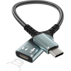 LORANKA-Adaptateur Lightning vers USB C Audio, Adaptateur Casque USB Type C vers Lightning pour iPhone 16 15 Pro Max Plus, iPad Air/Pro, MacBook, Non pour la Charge/Le Transfert de donn&eacute;es - Neuf