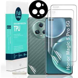 Protecteur D'&Eacute;cran Pour Honor Magic 5 Pro 5G(6.81""),2 Films En Tpu Souple,1 Protecteur D'Objectif De Cam&eacute;ra,1 Film En Fibre De Carbone Lecteur D'Empreintes Digitales,Facile &Agrave; Installer - Neuf