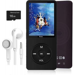 Lecteur MP3 Bran avec carte Micro SD 16 Go, haut-parleur intégré, photo, vidéo - Noir - Neuf