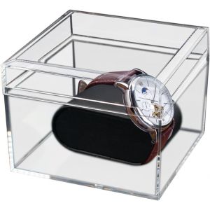 Kal-Vitrine De Montre En Acrylique Avec Coussin De Montre En Cuir Boîte De Présentation De Montre Pour Petit Ami, Fête Des Pères, Anniversaire 10x10x7,5 Cm - Neuf