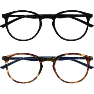 Lunettes De Lecture Pack De 2 Montures Rondes Et Mincess Charnières À Ressort Anti-Rayures Noir Marron Hommes Femmes Rr60-12 +3.50 - Neuf