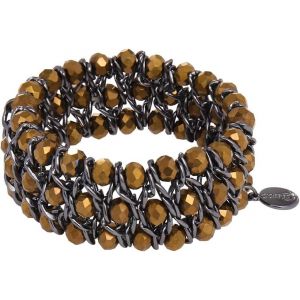 Kal-Bracelet Jonc En Perles De Verre Avec Cordon &Eacute;lastique En Alliage - Cadeau Pour Femme - Neuf