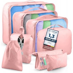 Organisateur De Val (Lot De 8 Pi&egrave;ces) L&eacute;ger Et Compact &iquest; Cubes D'emballage Polyvalent Pour Val , Sac &Agrave; Dos, Sac &Agrave; Langer, Gadgets De Voyage (Rose) - Neuf
